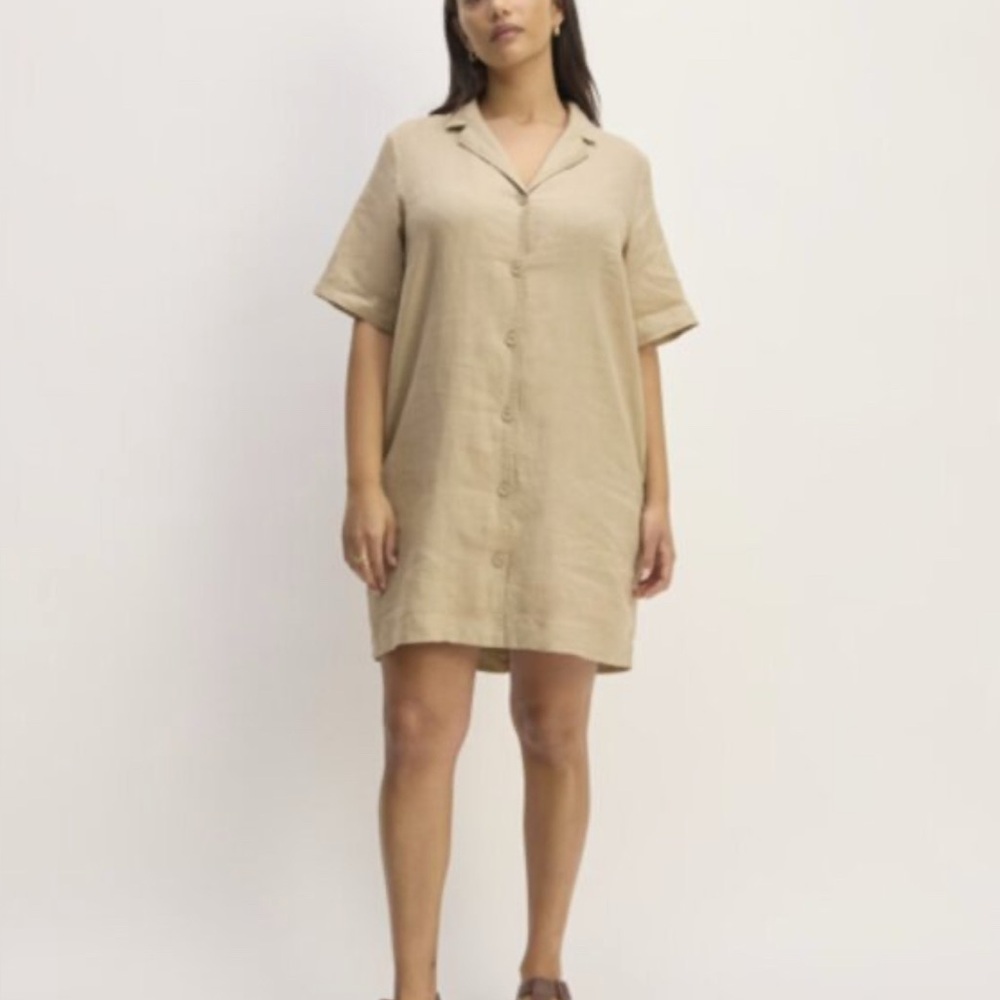 Everlane Khaki Linen Shirt Dress with Pockets!